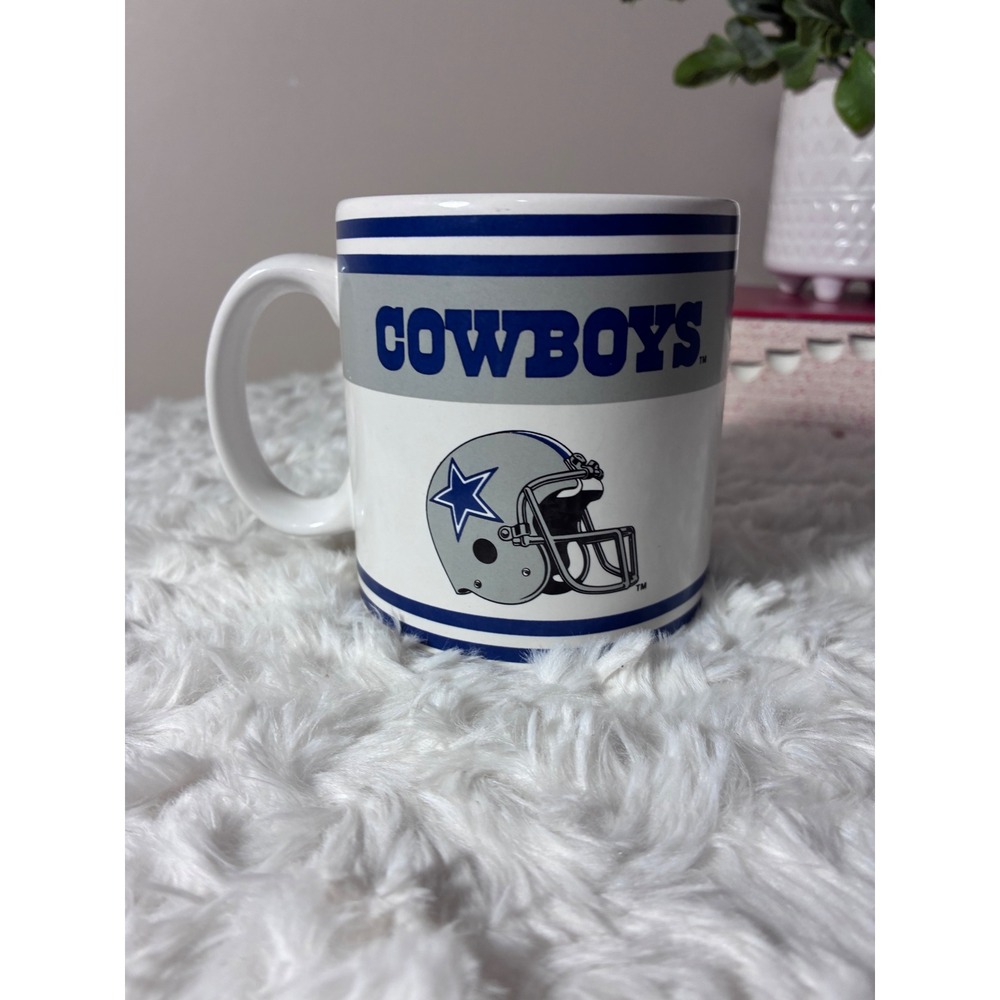 Vintage Russ Berrie Dallas Cowboys NFL Coffee Mug Helmet Logo Blue White